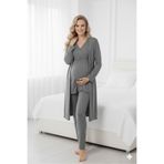 Pelin Kadın Füme Gizli Emzirme Özellikli Ayarlanabilir Belli Lohusa Hamile 3'Lü Pijama Takımı