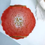 Pelince Epoksi Reçine Altın Varaklı Turuncu Tepsi - Çap: 30 cm - 30 x 30 cm