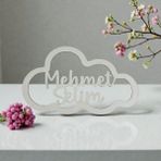 Pelince Kişiye Özel Isimli Bulut Makrome Kasnağı - Bebek ve Çocuk Odası Kapı Süsü Isimliği - Dekoratif Duvar Süsü Makrome Malzemesi - Hastane Odası Kapı Isimliği Kasnak (33X20 Cm) - Beyaz