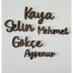 Pelince Kişiye Özel Lazer Kesim Renkli Ahşap Isim | Takı Yastığı Kelime Harf Dekoru | Genişlik: 15 cm - Ahşap - Ceviz