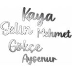 Pelince Kişiye Özel Lazer Kesim Renkli Ahşap Isim | Takı Yastığı Kelime Harf Dekoru | Genişlik: 15 cm - Gümüş