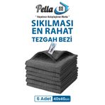 pella 6'lı Mikrofiber Araba, Cam, Mutfak Temizlik Bezi, Gri (40 CM X 40 CM)