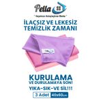 pella Classic 3'lü Mikrofiber Temizlik Bezi, Cam, Araba, Mutfak Bezi, Pembe-mor, 40 X 60 Cm