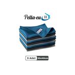 PELLA-EU Mikrofiber Cam Bezi Genel Temizlik Bezi Mutfak Banyo Yüzey 9 adet Mavi Antrasit Gri 30x40cm