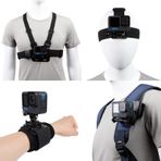 PellKing GoPro Hero 11/10/9/8/7/6/5/4 için Aksesuar Seti, Yeni Hızlı Çıkarılan Kafa Kayışı Montajı + Göğüs Montaj Donanımı + Sırt Çantası Klips Tutucu + 360° Dönen Bilek Kayışı