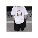 Pelna Çocuk Trend Model Kulaklık Baskılı Pamuklu Beyaztshirt