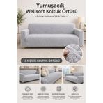 Pelüş 3 Kişilik Welsoft Kanepe Örtüsü | Lastikli Koltuk Örtüsü |çekyat Örtüsü| koltuk kılıfı Gri 180 x 230
