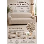 Pelüş 3 Kişilik Welsoft Kanepe Örtüsü | Lastikli Koltuk Örtüsü |çekyat Örtüsü| koltuk kılıfı vizon 180 x 230