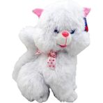 Peluş 50 cm Sesli Oturan Tombul Kedi Oyun ve Uyku Arkadaşım - Beyaz