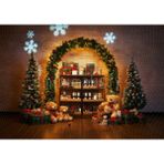 Peluş Ayıcıklarla 200X150CM Sıcak Yılbaşı Arka Plan Stüdyo Fonu