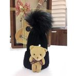 Peluş Ayıcıklı Çocuk Beresi 2 - 8 Yaş siyah