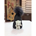 Peluş Ayıcıklı Ponponlu Çocuk Beresi Lacivert