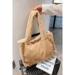 Peluş Camel Yumuşak Dokulu Tote Omuz Çantası