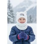 Peluş Çocuk Sevimli Ayıcık Kar Maskesi Sürper Hero 3-9 Yaş Çocuk Bere Gri