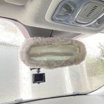 Peluş Dikiz Ayna Kılıfı Süs Beyaz