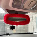 Peluş Dikiz Ayna Kılıfı Süs Kırmızı