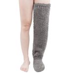 Peluş Diz Üstü Oda Çorabı, Welsoft Uzun Isıtıcı Çorap (Gri, STANDART)