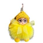 Peluş Gözlüklü Kız Bebek Çanta Süsü/Charm Anahtarlık (Sarı)
