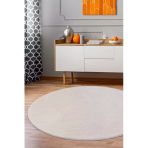 Peluş Halı Krem Yıkanabilir Yuvarlak Post Yolluk Kilim Salon Halısı Modeli