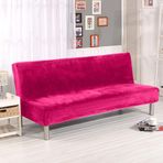 Peluş Kadife Koltuk Kılıfı Kaymaz Katlanır Kanepe Yatak Örtüsü Modern Uzatılabilir Koltuk Yatak Örtüsü Otel Ev için (Gül Kırmızısı S Boyutu)