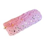 Peluş Kalemlik Silindir Tek Bölmeli Pudra Pembe, Astarlı - 23X8