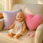 Peluş Kalp Tasarımlı Pembe Yastık