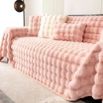 Peluş Kanepe Havlusu Kış Sıcak Tüylü Battaniye Süper Yumuşak Pürüzsüz Kalın Kadife Kanepe Örtüsü, Pembe, 180x230cm 1 adet