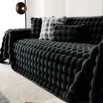 Peluş Kanepe Havlusu Kış Sıcak Tüylü Battaniye Süper Yumuşak Pürüzsüz Kalın Kadife Kanepe Örtüsü, Siyah, 180x230cm 1 adet