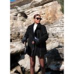 Peluş Kaplama Oversize Kaban - Siyah