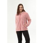 Peluş Kapüşonlu Mont - Pembe