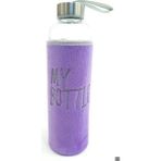 Peluş Kılıflı Cam Matara 1000 ml - Mor