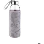 Peluş Kılıflı Cam Matara 750 ml - Gri - Açık Gri