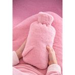Peluş Kılıflı Sıcak Su Torbası, Pembe, 2 Litre Kapasiteli, Yıkanabilir Kılıf, Yumuşak Dokulu