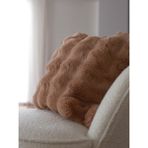 Peluş Kırlent Kılıfı Sütlü Kahve Pofuduk Çift Taraflı Pelus Yastik Bubble Pelus Kırlent Kare - 43 x 43 cm