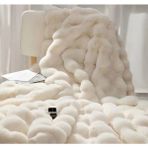 Peluş Koltuk Şalı Pofuduk Koltuk Örtüsü Bubble Koltuk Örtüsü 200 x 150 cm Pelus Koltuk Ortusu