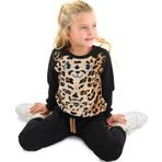 Peluş Leopar Kız Çocuk Kışlık Eşofman Takım