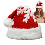 Peluş Noel Baba Şapkası, Yetişkin Noel Baba Şapkası, Kar Tanesi Tatil Şapkaları, Şenlikli Tatil Partileri Malzemeleri İçin Peluş Kenarlı Kalınlaşmış Noel Şapkası
