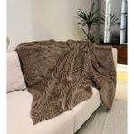 Peluş Örtü Kaymaz Koltuk Örtüsü Çizgi Desenli Koltuk Örtüsü 200 x 75 cm - Kahverengi