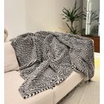 Peluş Örtü Kaymaz Koltuk Örtüsü Çizgi Desenli Koltuk Örtüsü 200 x 75 cm - Siyah