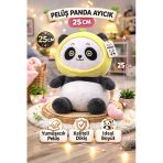 Peluş Panda Ayıcık 25 Cm Kapüşonlu Sevimli Panda Oyuncak