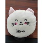 Peluş Panda Yastık - 10 x 30 cm - Bej - Beyaz Çizgili