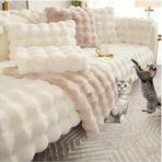 Peluş Tavşan Kanepe Örtüsü L şekilli Koltuk Örtüsü Kaymaz Koltuk Koruyucu 1 2 3 4 Kişilik Köşe Kanepeler Hayvan Köpek Kanepe Örtüsü Süt Beyazı 70x120 cm