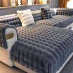 Peluş Tavşan Koltuk Kılıfı L Şekilli 1/2/3/4 Kişilik Köşe Koltuk Kılıfı U Şekilli Kanepe Örtüsü Kanepe Örtüsü L Şekilli Koltuk Koruması Yıkanabilir Evcil Hayvanlar için Kaymaz Krem Beyaz 70 × 70 cm