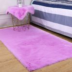 Peluş Tavşan Suni Kürk Parça Halı Çocuk Oyun Odası için Tüylü ve Kalın Başucu Halısı Oturma Odası ve Yatak Odası için Yumuşak Zemin Paspası Mor 60x160 cm (24x63 inç)