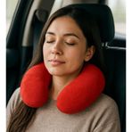 Peluş U Tipi Boyun Yastığı Yumuşak ve Ergonomik Seyahat Konforu Kırmızı