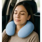Peluş U Tipi Boyun Yastığı Yumuşak ve Ergonomik Seyahat Konforu Mavi
