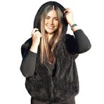 Pelüş Yelek,Pelüş Sweat,Pelüş Mont,Pelüş sıcak Tutan Yelek, Yılbaşı Hediyesi (Siyah, Ponponlu)