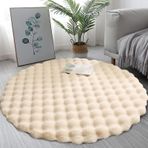 Peluş Yuvarlak Halı 60 cm Bej Yüksek Kazık Yumuşak Yıkanabilir Kaymaz Modern Dekoratif Halı Oturma Odası Yatak Odası Kreş için