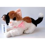 Peluşcu Baba Siyah - Beyaz Sesli Renkli Gözlü Kedi 30 cm Peluş Oyuncak