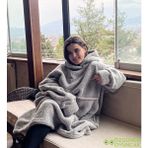Peluşcu Dayı Welsoft Peluş Polar Giyilebilir Battaniye Pijama - 70 x 110 cm - Gri